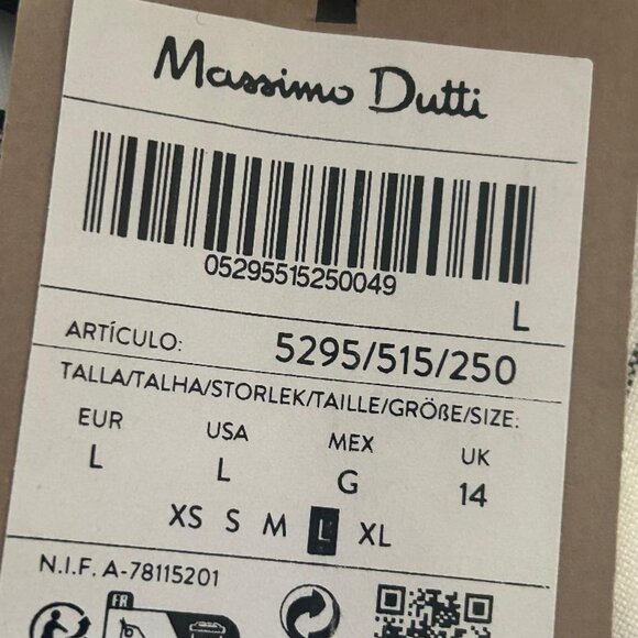 MASSIMO DUTTI Striped Midi Skirt With Pleat Detail In White Size L NWT - Picture 11 of 13